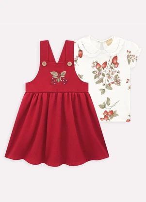 Milon - Conjunto Infantil Menina Morangos Off White - MILON