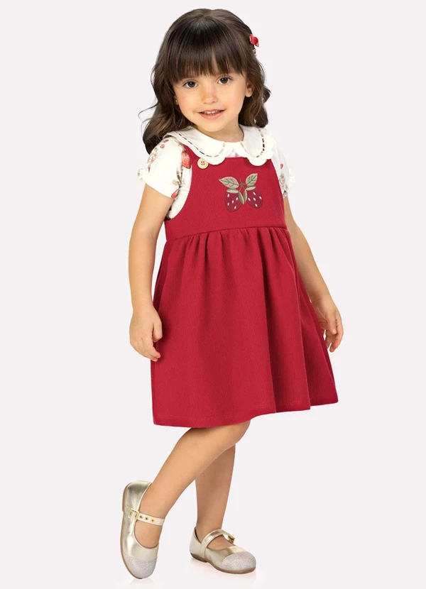 Milon - Conjunto Infantil Menina Morangos Off White