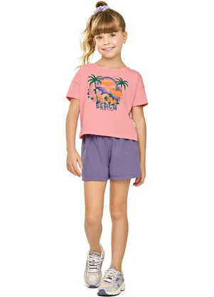 Elian - Conjunto Infantil Menina Ombro Deslocado Rosa - ELIAN