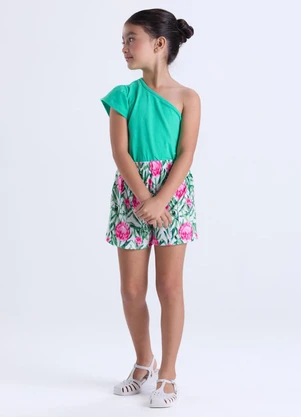 Vida Costeira - Conjunto Infantil Menina Ombro Único Verde - VIDA COSTEIRA