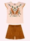 Nanai - Conjunto Infantil Menina Onças Branco - variação: Bege