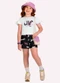 Kyly - Conjunto Infantil Menina Onças Azul - variação: Cinza