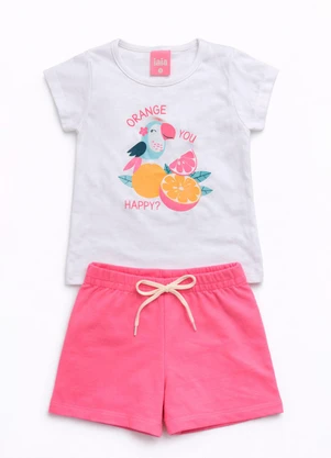 Rosa Azul - Conjunto Infantil Menina Orange Branco - ROSA AZUL