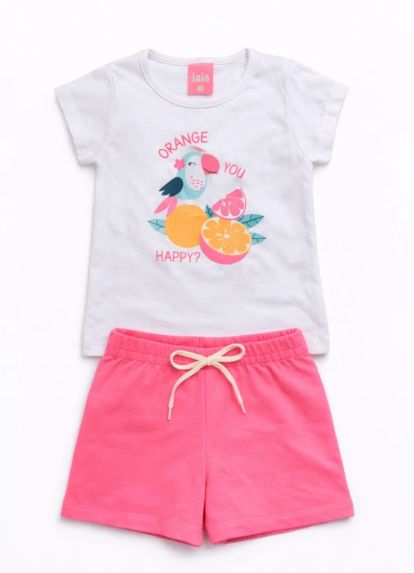 Rosa Azul - Conjunto Infantil Menina Orange Branco