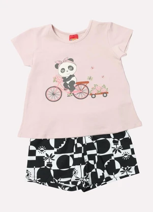 Kyly - Conjunto Infantil Menina Pandinha Rosa - KYLY