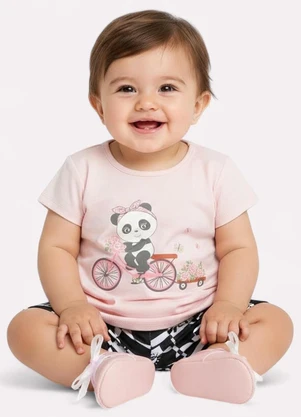 Kyly - Conjunto Infantil Menina Pandinha Rosa - KYLY