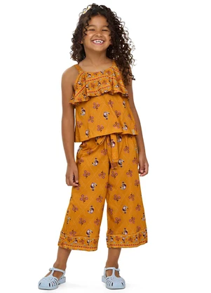 Elian - Conjunto Infantil Menina Pantacourt Laranja - ELIAN