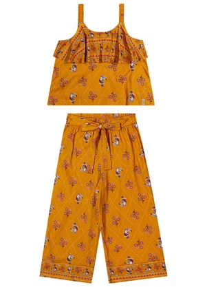 Elian - Conjunto Infantil Menina Pantacourt Laranja - ELIAN