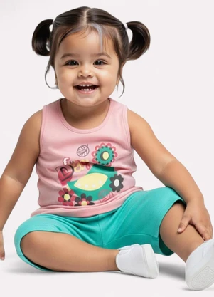 Kyly - Conjunto Infantil Menina Passáro Rosa - KYLY