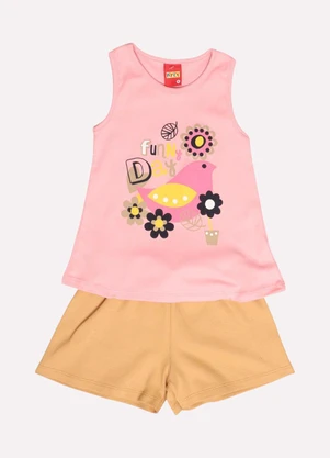 Kyly - Conjunto Infantil Menina Passáro Rosa - KYLY