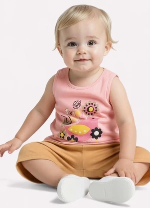 Kyly - Conjunto Infantil Menina Passáro Rosa - KYLY