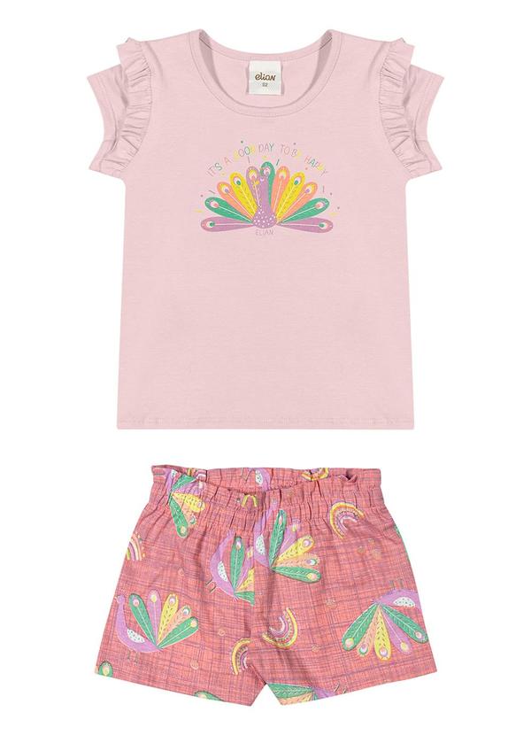 Elian - Conjunto Infantil Menina Pavão Elian Rosa