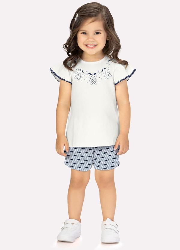 Milon - Conjunto Infantil Menina Peixinhos Off White