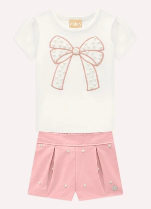 Milon - Conjunto Infantil Menina Pérolas Bege - MILON