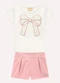 Milon - Conjunto Infantil Menina Pérolas Milon Branco - variação: Bege