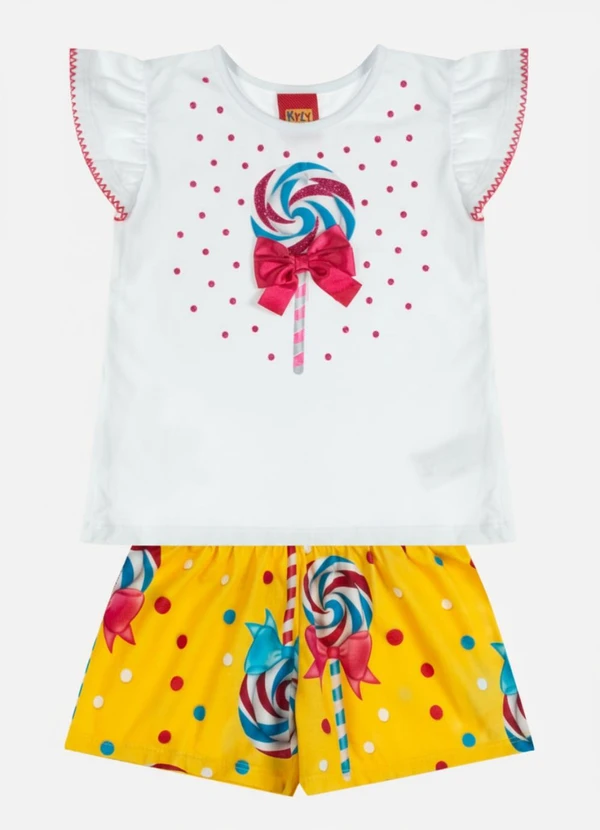Kyly - Conjunto Infantil Menina Pirulito Branco 1