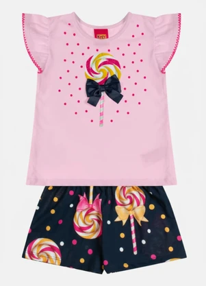 Kyly - Conjunto Infantil Menina Pirulito Rosa - KYLY