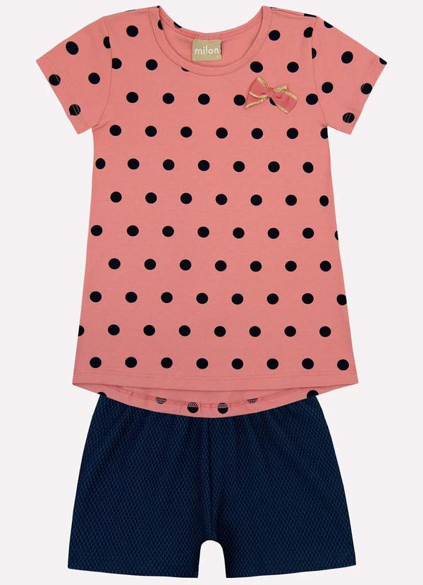 Milon - Conjunto Infantil Menina Poá Rosa