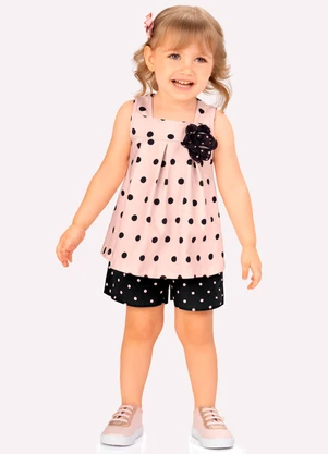 Milon - Conjunto Infantil Menina Póas Rosa - MILON