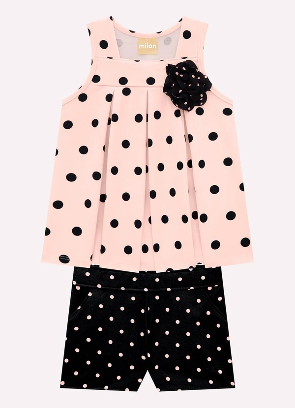 Milon - Conjunto Infantil Menina Póas Rosa 2