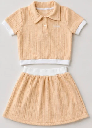 Vida Costeira - Conjunto Infantil Menina Polo Shorts Saia Esportiv - VIDA COSTEIRA