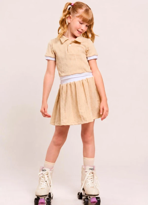 Vida Costeira - Conjunto Infantil Menina Polo Shorts Saia Esportiv
