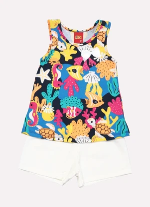 Kyly - Conjunto Infantil Menina Praia Azul Marinho - KYLY