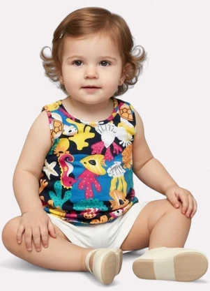 Kyly - Conjunto Infantil Menina Praia Azul Marinho - KYLY