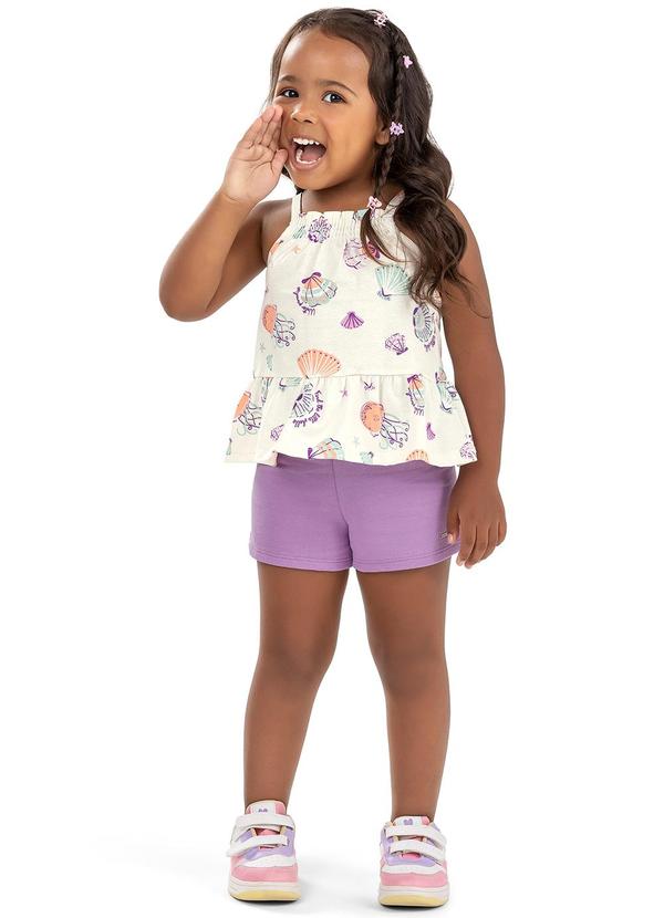 Elian - Conjunto Infantil Menina Praia Elian Bege