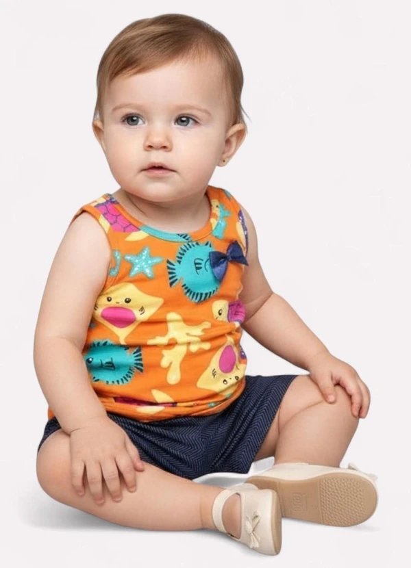 Kyly - Conjunto Infantil Menina Praia Laranja 2