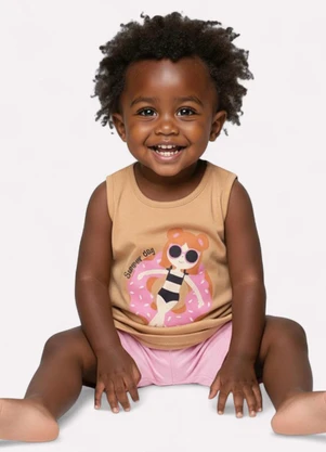 Kyly - Conjunto Infantil Menina Praia Marrom - KYLY