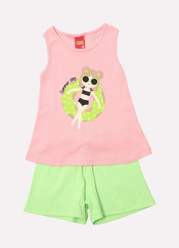 Kyly - Conjunto Infantil Menina Praia Rosa 2