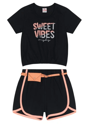 Brandili - Conjunto Infantil Menina Preto - BRANDILI
