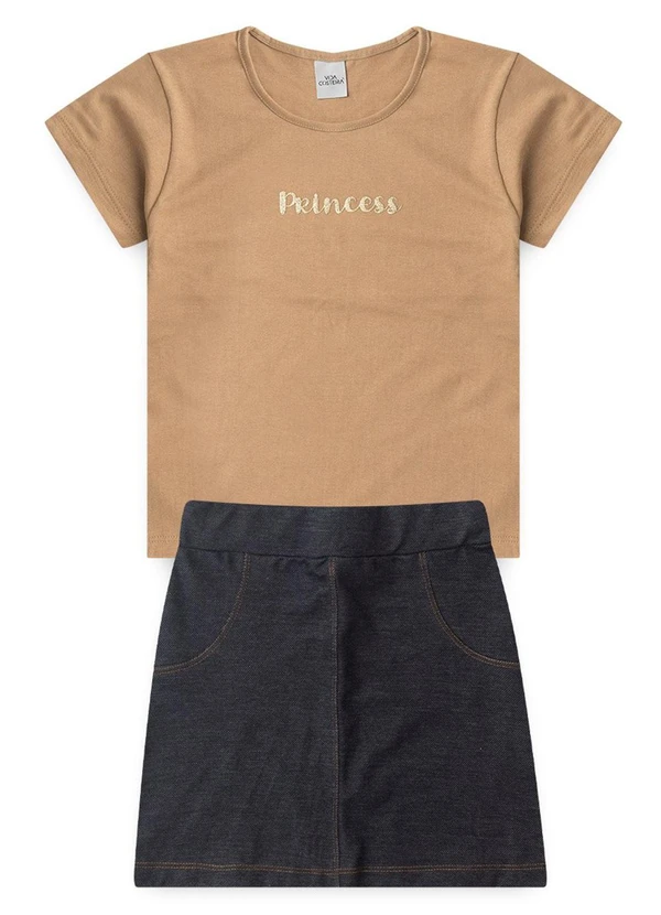 Vida Costeira - Conjunto Infantil Menina Princess Saia Bege 2