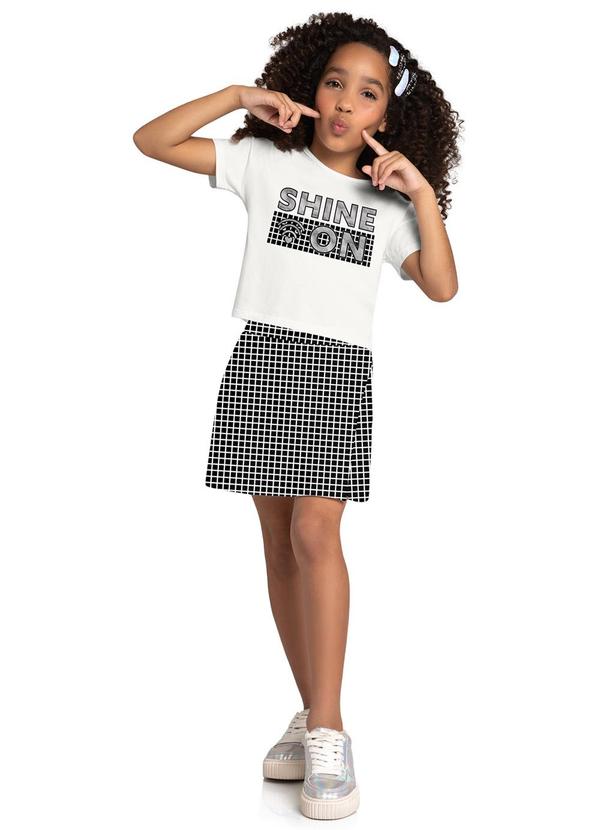 Kyly - Conjunto Infantil Menina Quadriculado Off White