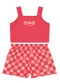 Brandili - Conjunto Infantil Menina Quadriculado Vermelho - variação: Vermelho