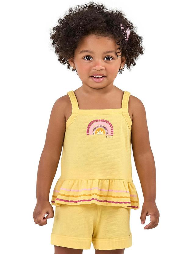 Elian - Conjunto Infantil Menina Regata e Short Amarelo