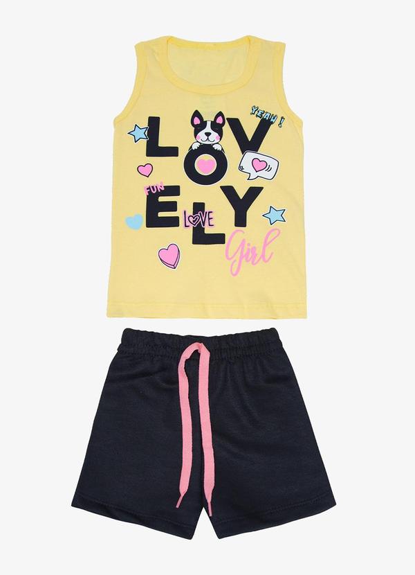 Rovitex - Conjunto Infantil Menina Regata e Short Laranja
