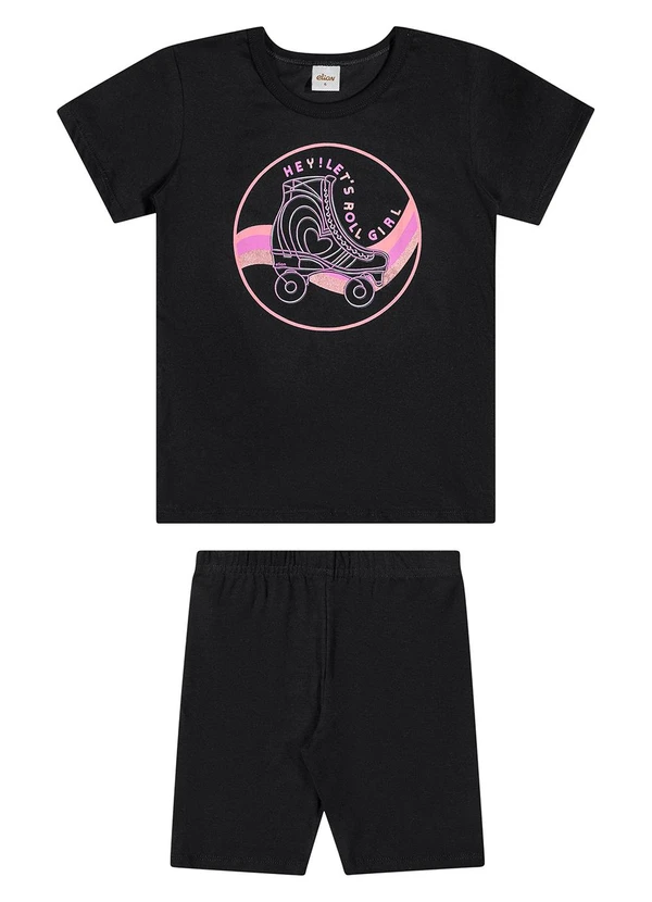 Elian - Conjunto Infantil Menina Roller Preto 2