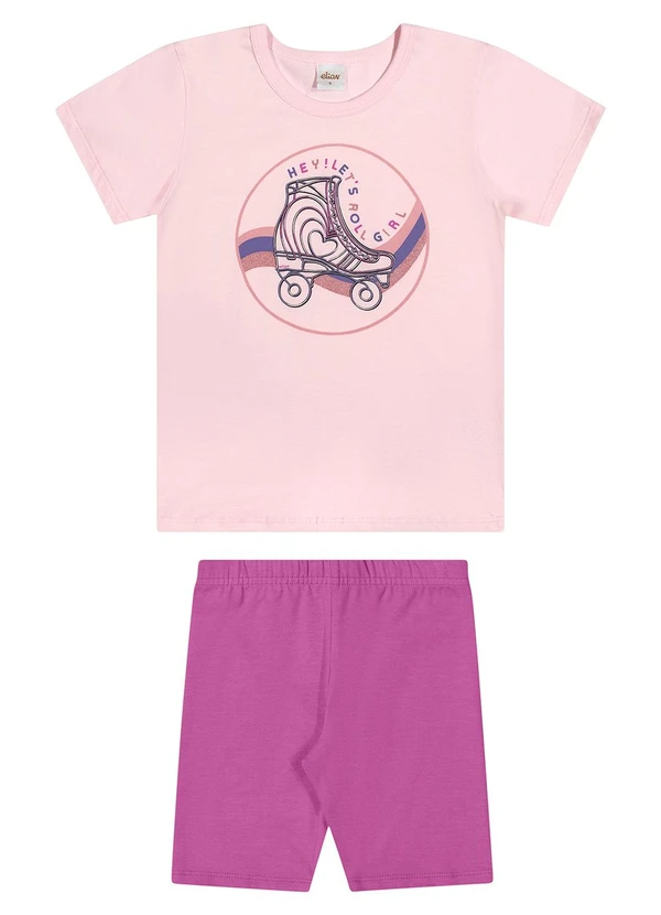 Elian - Conjunto Infantil Menina Roller Rosa 1