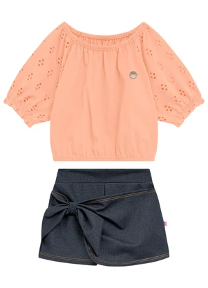 Duduka - Conjunto Infantil Menina Salmão - DUDUKA