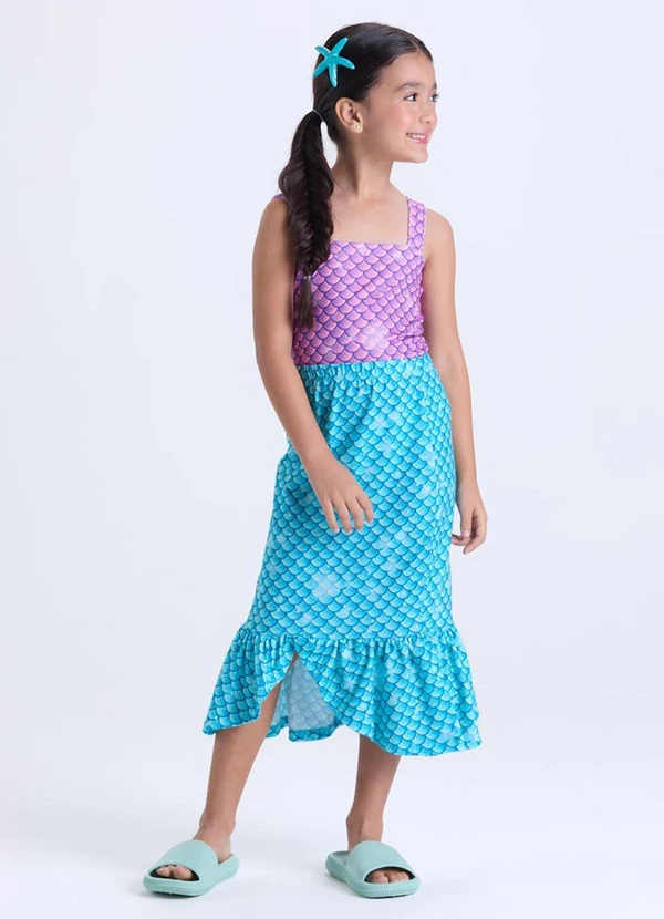 Vida Costeira - Conjunto Infantil Menina Sereia Roxo