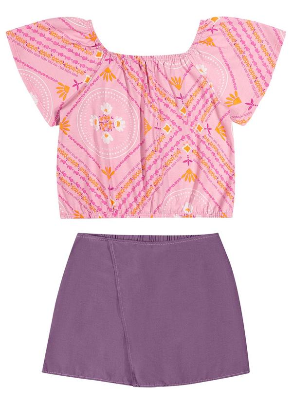 Elian - Conjunto Infantil Menina Short Saia Elian Rosa