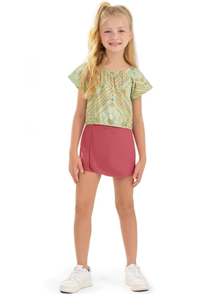Conjunto Infantil Menina Short Saia Elian (Verde) - ELIAN