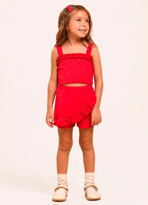 Vida Costeira - Conjunto Infantil Menina Shorts Saia com Babados e - VIDA COSTEIRA