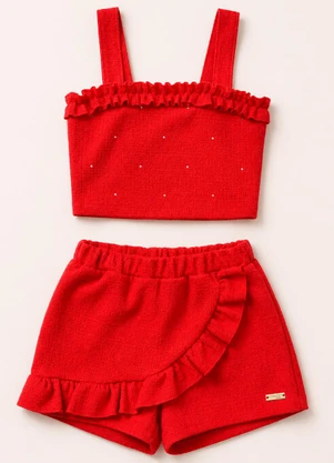 Vida Costeira - Conjunto Infantil Menina Shorts Saia com Babados e - VIDA COSTEIRA