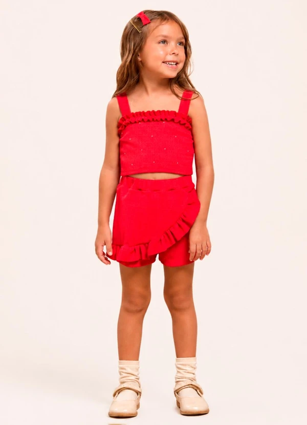 Vida Costeira - Conjunto Infantil Menina Shorts Saia com Babados e