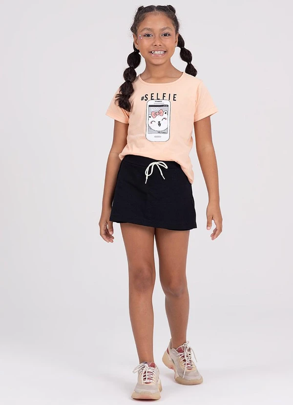 Vida Costeira - Conjunto Infantil Menina Shorts Saia Laranja