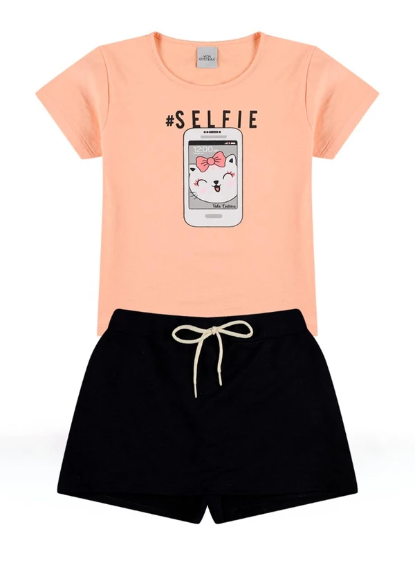 Vida Costeira - Conjunto Infantil Menina Shorts Saia Laranja 2