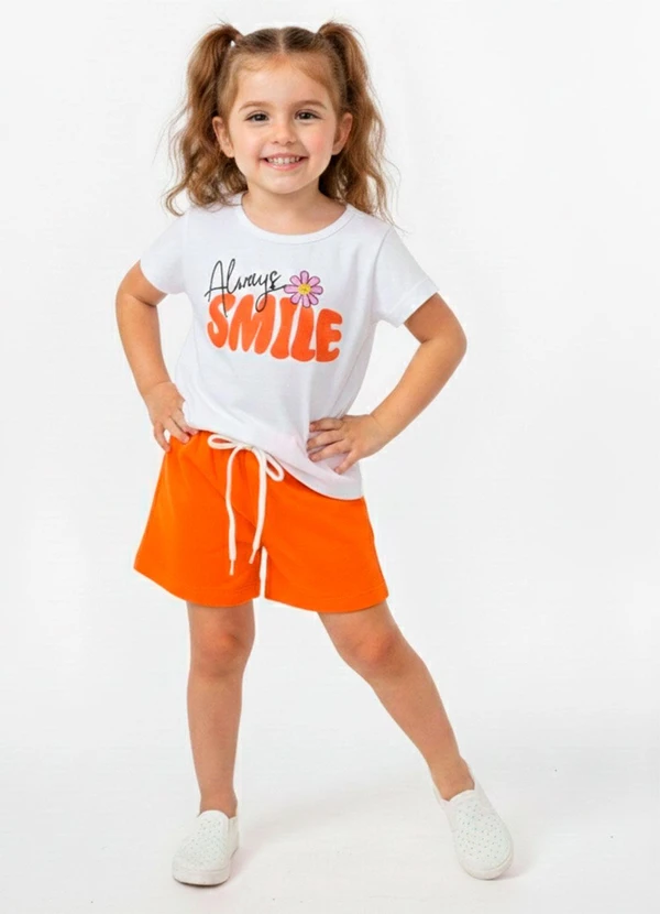 Rosa Azul - Conjunto Infantil Menina Smile Branco 1